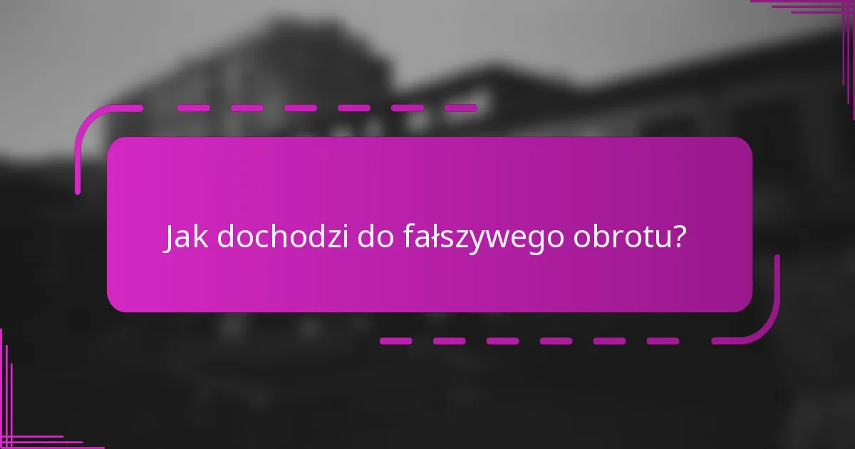 Jak dochodzi do fałszywego obrotu?